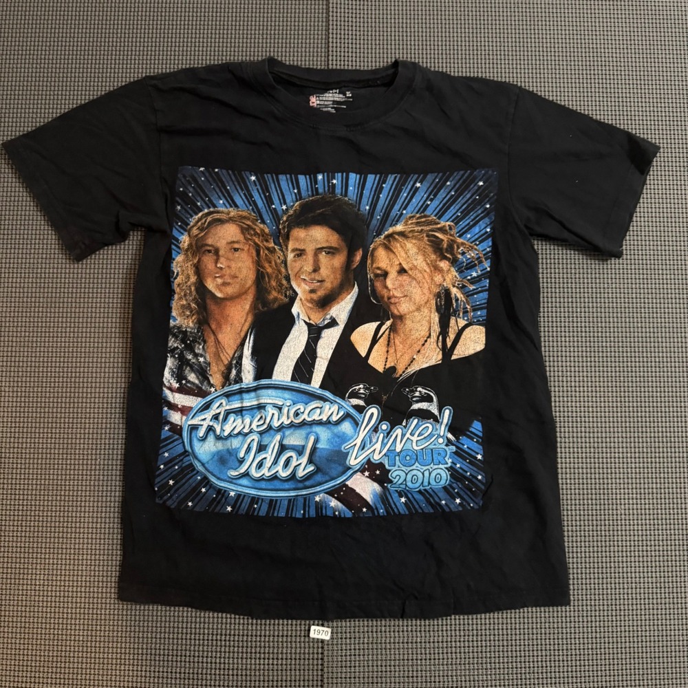 American Idol Live Tour 2010 Concert T-Shirt Hanes Black Small Double Sided
